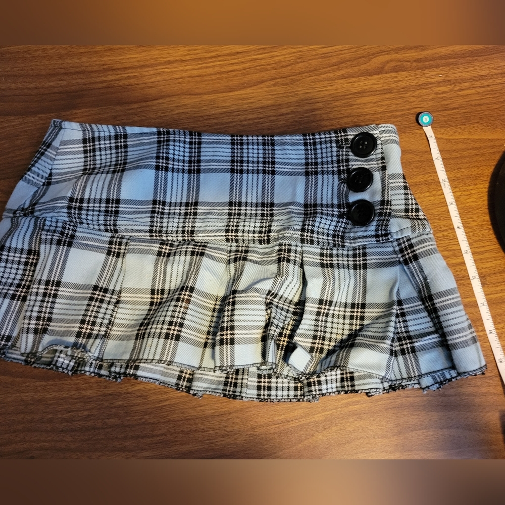 Blue plaid mini skirt size small